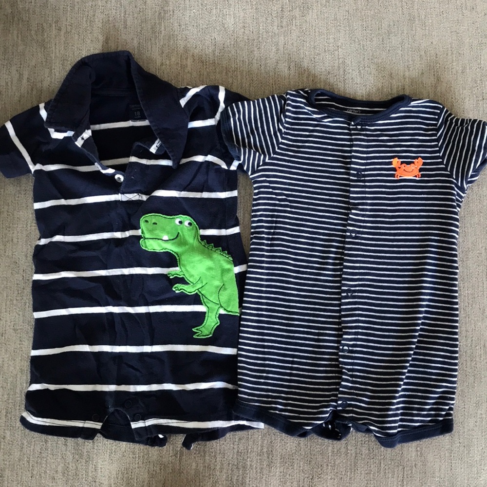 Set of 2 18m Striped Rompers